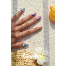 Osesshia Semi Cured Gel Nail Strips, 20 pcs Nail Wraps, Glaze Stickers, Salon Quality French Manicure, Full Decal Gel Polish Strips, Long Lasting SCG, Easy on, UV Required (Tutti Frutti)