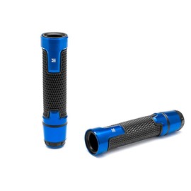 Motorbike Hand Grips & Bar Ends for 22mm 7/8-inch Handlebars with Enhanced Comfort and Style - Blue Anodised Aluminium and Rubber | Suitable for all Street Motorcycles and Road Bikes | 2 PCS