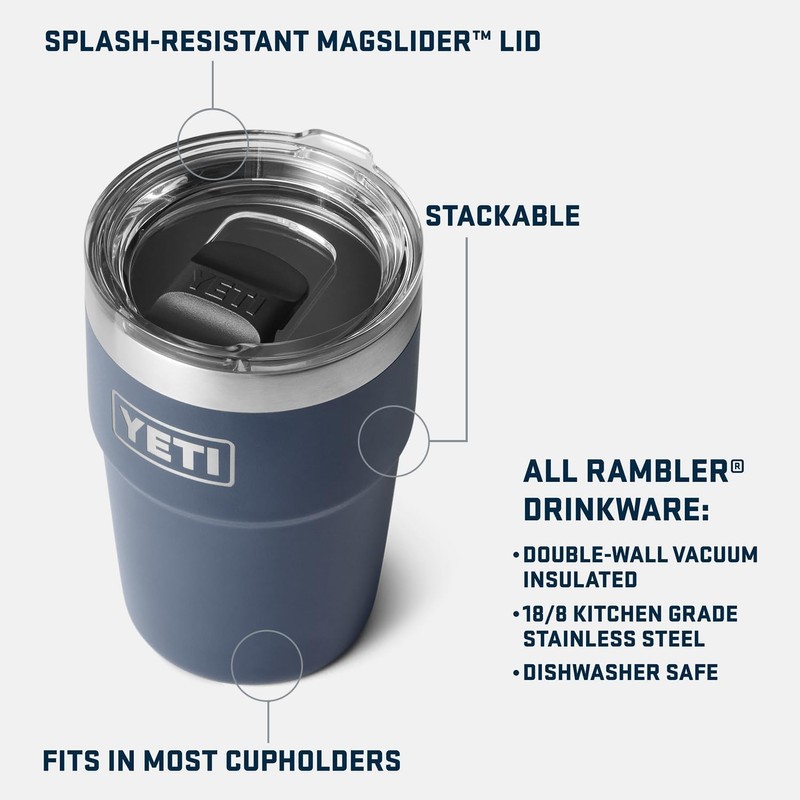 YETI Rambler Cup, Vacuum Insulated Stainless Steel Stackable Cup with