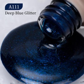 MAYCHAO 15ML Deep Blue Glitter Gel Nail Polish 1Pc Blue Shimmer Gel Polish Soak Off UV LED Nail Polish Nail Art Starter Manicure Salon DIY at Home, 0.5 OZ