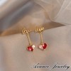 Avance love Love Heart Stone Earrings, Gold, Cute, Women's, Metal