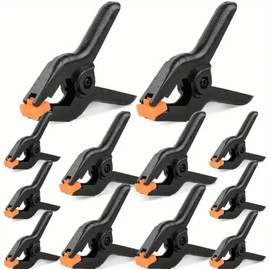 Heavy Duty Spring Clamps, 6 Inch, Black and Orange, Pack of 12
