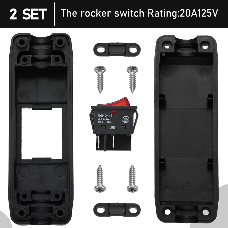 2 Pieces 20A Heavy Duty Inline Cord Switch Black On/Off