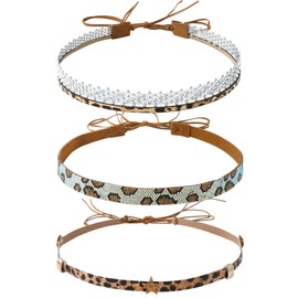 DOCILA Leopard Cowboy Hat Band Women Men Cheetah Rhinestone Cowgirl Hat Belt Western Country Rodeo Headband Accessories