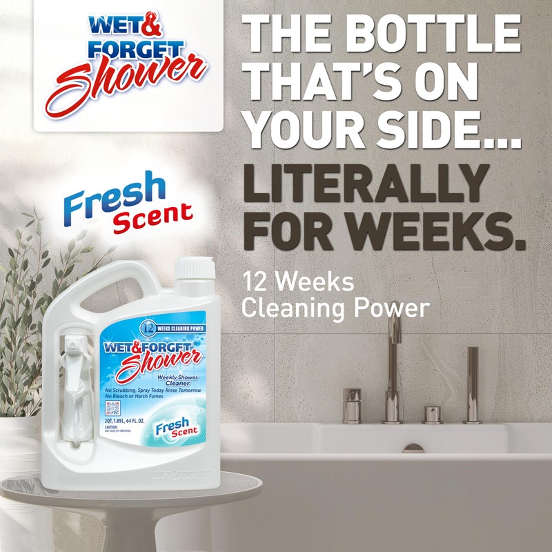 Wet & Forget Shower Cleaner Spray Multi-Surface Weekly Application Requires
