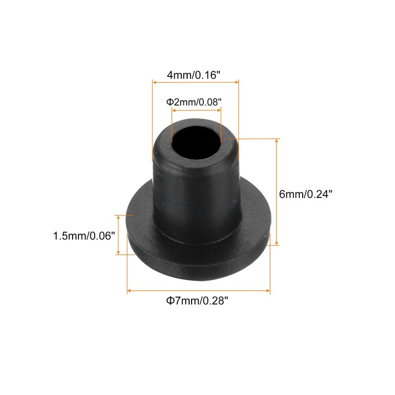 sourcing map 20Pcs T Shape Rubber Grommet Mount Dia 4mm