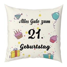 fIkxtvee 21st Birthday Cushion Cover Gift for Woman and Man 45cm x 45cm White Linen Plain PILLOWCASE
