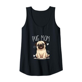 Womens PUG MOM Cute Pug Dog Lover – Funny Pug Mom Tee for Women Tank Top