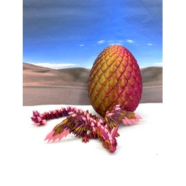 Crystal Winged Dragon with Dragon Egg, 3D Printed Articulated Dragon with Wings, Red Purple Gold Pink Winged Dragon, Fidget ADHD Autism Toy CW001-RPGGD