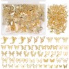 350 Pcs Gold Nail Charms and Gems, 10 Styles 3D