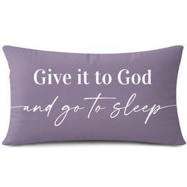 OTOSTAR Give It to God and Go to Sleep Decorative Pillow Covers for Bed Lumbar Throw Pillow Covers 16x24 Inch Two Sided Printing Pillowcase Decorative Bed Pillows for Home Bedroom (Lilac)