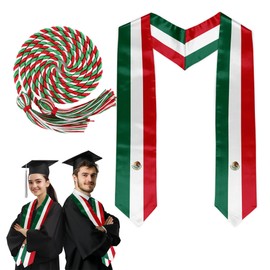 ZZRIUP Mexico Flag Graduation Stole Mexican Flag Graduation Sash for Graduation Day 72"