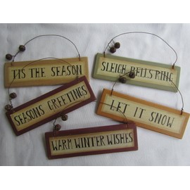 Collins Primitive Style Christmas Themed Ornaments / Sayings / Signs Collins RO-111 NEW