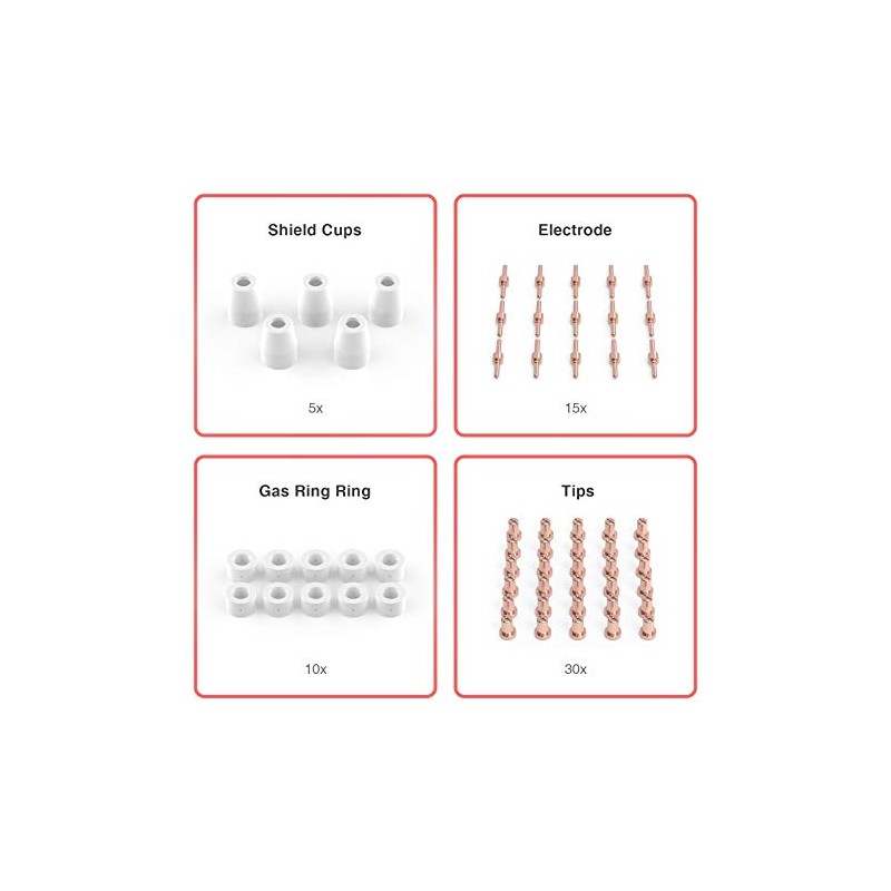 YESWELDER 60 Pcs Plasma Cutting Consumables Fit Cut40 50 with