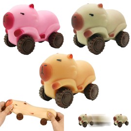 XIEXIESHER 3 Pieces Anti-Stress Toy, Stress Ball Capybara Toy Car, Squeezable, Telescopic, Anti-Stress Balls, Squeeze Toy Ball, Squeeze Toy for Adults and Children