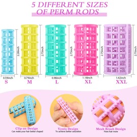 30 Pieces Plastic Hair Rollers - Self-Grip Curlers in 5 Sizes, No Heat Required for DIY Hair Styling and Salon Use