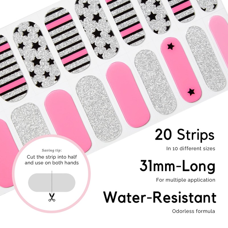 NAILOG Semi-Cured Gel Nail Strips, 20 Strips, Long Lasting, Salon-Quality,