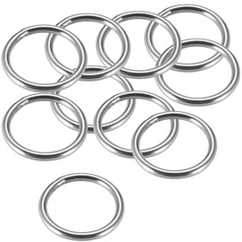 TOP-VIGOR 10Pcs Welded O-rings, 40mm Outer Dia 4mm Thickness Multi-Purpose 201 Stainless Steel O Rings, Smooth Strapping Welded Round Rings for Hardware Bags Ring Hand DIY Accessories and Dog Leas