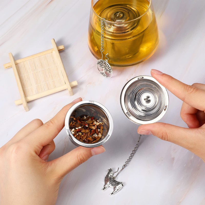 Retro Style Tea Leaf Mesh Strainer Infuser Set - 6