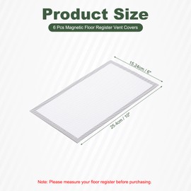 YOKIVE 6 Pcs Magnetic Floor Vent Covers, Floor Register Cover PVC Mesh Air Vent Screen Filters, Great for Home Floor, Wall, Ceiling, Catch Debris Hair Dust (White, 10-Inch x 6-Inch)