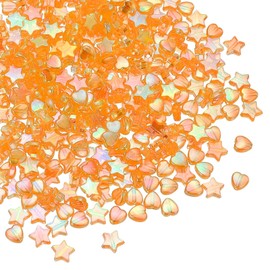 PATIKIL 9-11 mm Acrylic Round Beads, 1000 Pcs Heart Star Shape Bead AB Colors Round Clear Spacer Beads with Hole for Earring Bracelet Necklace Key Chains, Orange