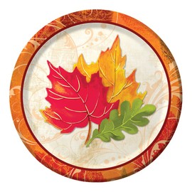 Sturdy Style Paper Dessert Plates, Fall Flair, 8-Count