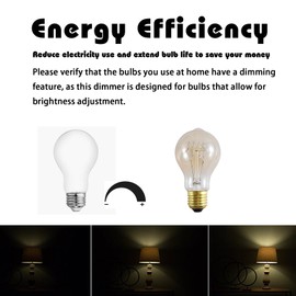 Leymays Lamp Dimmer Switch Extension Cord Plug in Dimmer - Rotary Control for 150 Watt Dimmable Lights - Christmas Village Houses Lights Cord Salt Light - 6 ft Cord