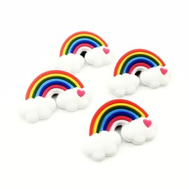 Newbloam Rainbow Shoe Charms - Cute Rainbow and Cloud Charms for Clog Shoes Decoration Funny Shoes Charm for Kids Adults, PVC Shoe Charm Accessories Decoration Gifts 4 Pcs