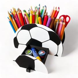 KAJAWIS Organiser for coloured pencils, desk organiser for children, eco football, large for a footballer (Football_org)