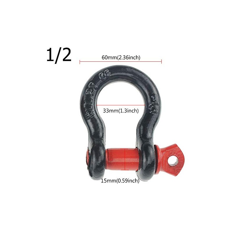 Anti-Rust 1/2" D Ring Bow Shackle Isolator 2 Pk Unbreakable