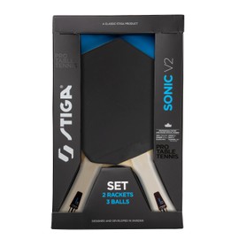 STIGA Sonic V2 Set da Ping-Pong – 2 racchette Cybershape e 3 palline – Gomma approvata da ITTF – Perfetto per principianti, famiglie e per chi gioca per hobby