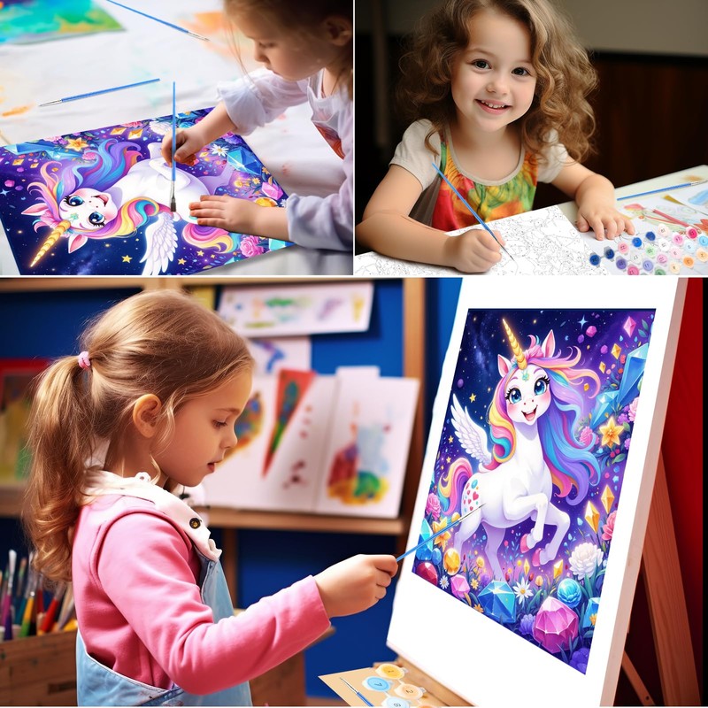 Nilnewuh Unicorn Paint by Numbers for Children from 6 Years,