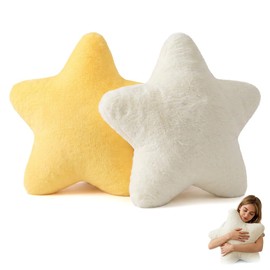 2 Pcs Plush Star Pillow 40x40cm, Washable Soft Fluffy Decorative Throw Sofa
