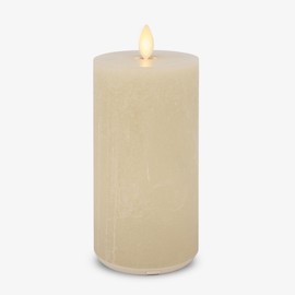 Luminara Seaglass Fog Rechargeable Flameless Candle Moving Flame LED Pillar (3" x 6.5") Flat Top Unscented Real Wax with USB Type-C Charging Cable