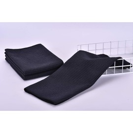 Aniease Tea Towels Microfiber Kitchen Towel Super Absorbent Quick Dry Waffle Weave Set of 3 Cleaning Cloths (Black, 40x60cm)