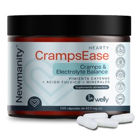 NEWMANITY Cramps Ease Bisglicinato de Magnesio, Potasio y Zinc y Cloruro de Sodio con Electrolitos - 50 dias - Suplemento para Ayudar en la Recuperación Muscular con Ácido Fúlvico y Pimienta Cayenne