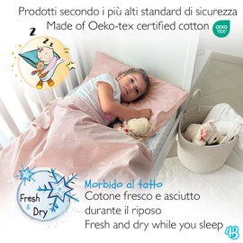 4BABIES -Federa Baby Pillow 50 x 30 cm – Set of 2 Pillowcases for Cot and Cot Cushion 100% Pure Cotton Made in Italy – Envelope Closure – Oeko-Tex Certified – Polka Dot / Pink Praline