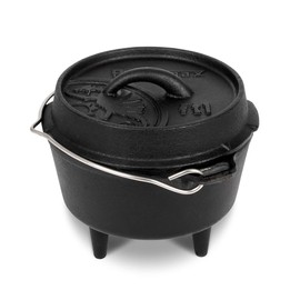 Petromax Cast Iron Dutch Oven for Cooking or Baking Outdoors Over a Campfire or in The Home Kitchen, Pre-Seasoned Cookware Conducts Heat Evenly, 3 Legs, 1 Quart