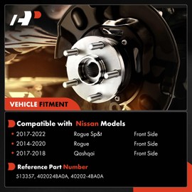 A-Premium Front Wheel Bearing and Hub Assembly with 5-Lug Compatible with Nissan Rogue 2014-2020, Rogue Sport 2017-2022, Qashqai 2017-2018