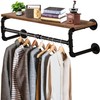 Yawinhe Industrial Pipe Clothes Rack with Top Shelf, Wall Mounted