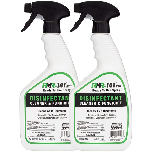 RMR-141 Mold and Mildew Killer, Kills 99% of Household Bacteria and Viruses, Cleans and Disinfects, EPA Registered, 2-Pack of 32-Ounce Bottles