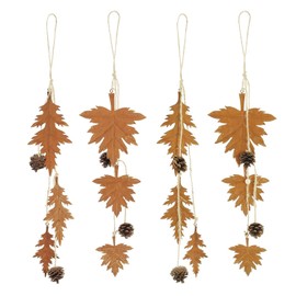 khevga Metal Hanging Decorative Pendant Autumn Decoration for Hanging Autumn Leaf Set of 4