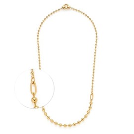Jewels by Leonardo Necklace Clip & Mix Dotty • Medium Length Ball Chain Made of Gold-Coloured Stainless Steel • Mix of Fine and Stronger Balls • 60-61.3 cm Length • Jewellery Gift for Women • 024923,