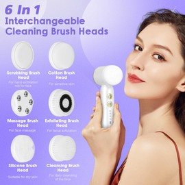 Aofesel Elektrische Gesichtsreinigungsbürste IPX7 Wasserdicht Gesichtsbürste Wiederaufladbar USB-Akku Reinigungsbürste Gesicht Elektrische 3 Geschwindigkeiten und 6 Bürsten zum Reinigen und Peelen
