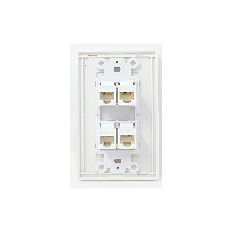 RiteAV Screwless Decorative 1 Gang 4 Port Cat5e Wall Plate