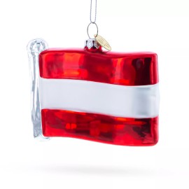 BESTPYSANKY Waving Flag of Austria Blown Glass Christmas Ornament