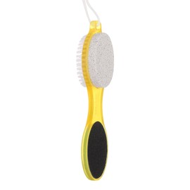 sourcing map Foot File Hard Skin Remover, 4 in 1 Pedicure Tools with Pumice Stone, Foot Scrubber, Brush and Sand Paper for Feet Hard Skin Remover, Yellow