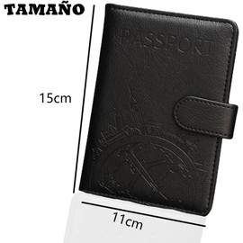 Lumbor37 Funda para Pasaporte RFID Cartera Caja de Tarjeta de Visita Bolsa de Almacenamiento de Documentos de Viaj Cierre Magnético (Negro)