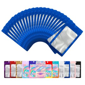 Paquete de 100 bolsas de Mylar con ventana transparente, almacenamiento de alimentos a prueba de olores, embalaje a mano resistente a los arañazos, bolsas resellables para pequeñas galletas de