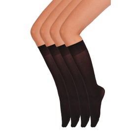 Annes styling 4-Pack Knee High Socks for Women - Comfortable Durable Stretchy Pop Socks - Soft Versatile Snug-Fitting Resistant Stylish - Made in Italy - Nero One Size